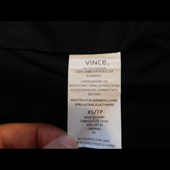 Vince Gray and Black Leather Jacket - Picture 7 of 7